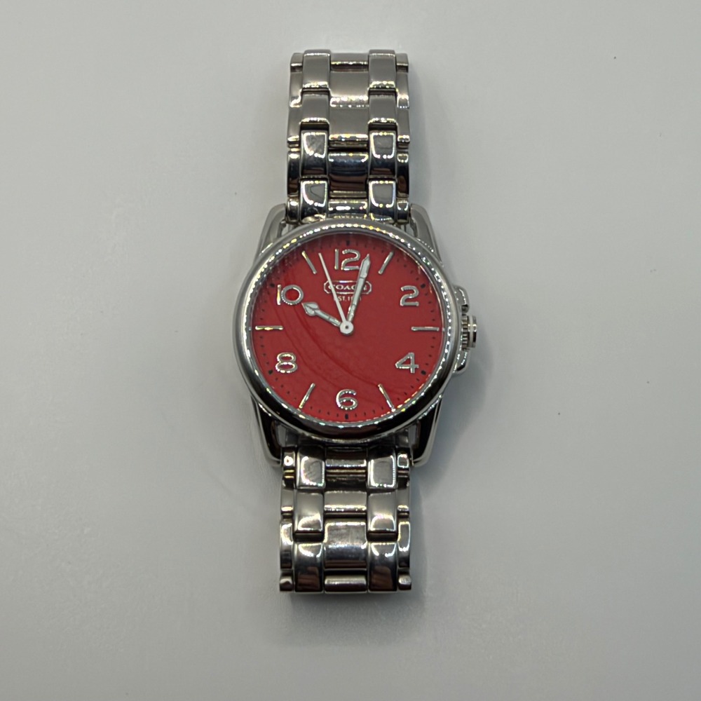 Coach Sydney Wristwatch Womens Red Silver Stainless Steel Analog Casual